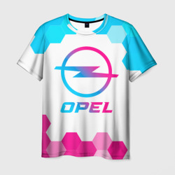 Мужская футболка 3D Opel neon gradient style