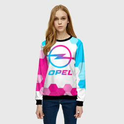 Женский свитшот 3D Opel neon gradient style - фото 2