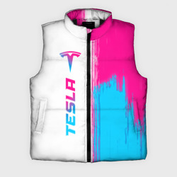 Мужской жилет утепленный 3D Tesla neon gradient style по-вертикали