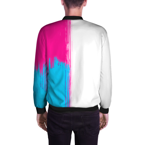 Мужской бомбер 3D Tesla neon gradient style по-вертикали, цвет черный - фото 4