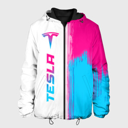 Мужская куртка 3D Tesla neon gradient style по-вертикали