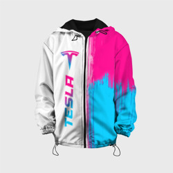 Детская куртка 3D Tesla neon gradient style по-вертикали