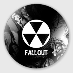 Круглый коврик для мышки Fallout glitch на темном фоне