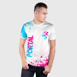 Мужская футболка 3D Slim Portal neon gradient style вертикально - фото 2