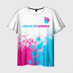 Мужская футболка 3D League of Legends neon gradient style посередине