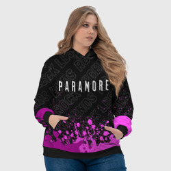 Толстовка с принтом Paramore rock legends посередине для женщины, вид на модели спереди №4. Цвет основы: черный