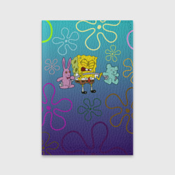 Обложка для паспорта матовая кожа  Spongebob workout