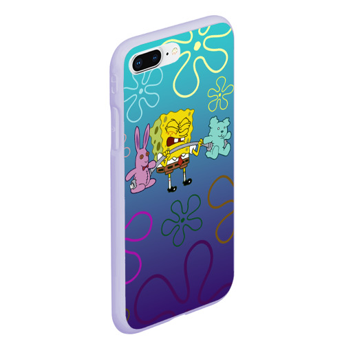 Чехол для iPhone 7Plus/8 Plus матовый  Spongebob workout, цвет светло-сиреневый - фото 3