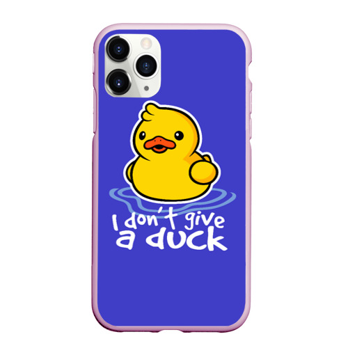 Чехол для iPhone 11 Pro Max матовый I do not Give a Duck, цвет розовый