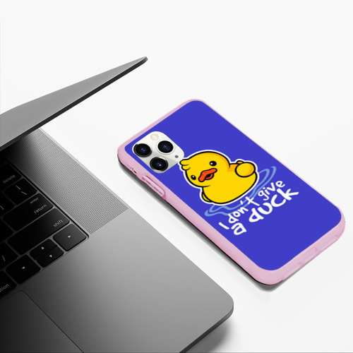 Чехол для iPhone 11 Pro Max матовый I do not Give a Duck, цвет розовый - фото 5