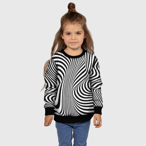 Детский свитшот 3D с принтом Цвета зебры оптическая иллюзия, фото #4