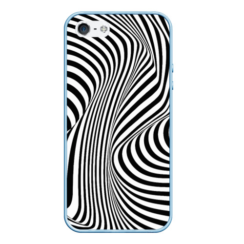 Чехол для iPhone 5/5S матовый Цвета зебры оптическая иллюзия , цвет голубой