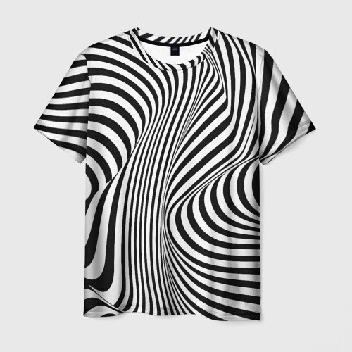 Мужская футболка 3D Цвета зебры оптическая иллюзия , цвет 3D печать