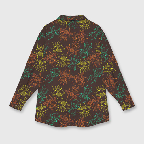 Женская рубашка oversize 3D с принтом Разноцветные жуки, вид сзади #1