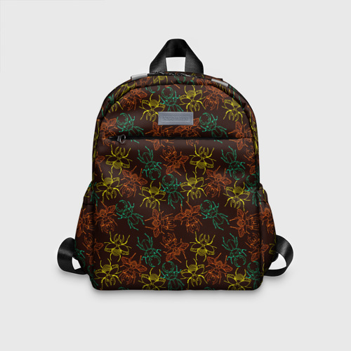 Детский рюкзак 3D с принтом Разноцветные жуки, вид спереди #2