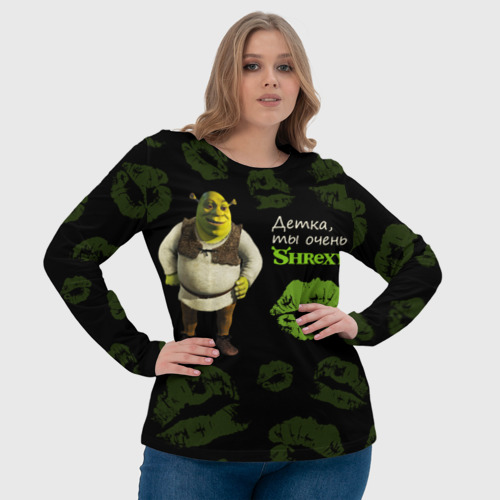 Женский лонгслив 3D Shrexy Shrek, цвет 3D печать - фото 6