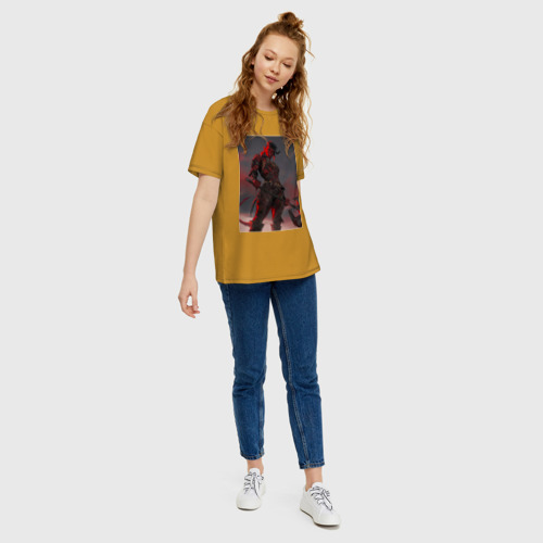 Женская футболка хлопок Oversize Просто Карлах, цвет горчичный - фото 5