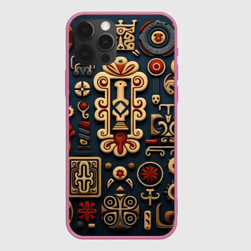 Чехол для iPhone 12 Pro Max с принтом Абстрактный паттерн в славянском стиле, вид спереди #2