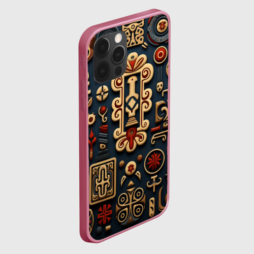 Чехол для iPhone 12 Pro Max с принтом Абстрактный паттерн в славянском стиле, вид сбоку #3