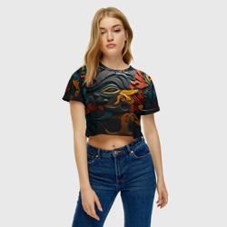 Женская футболка Crop-top 3D Абстракция в этническом стиле - фото 2