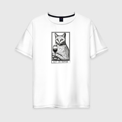 Кот и винчик – Женская футболка хлопок Oversize с принтом купить со скидкой в -16%