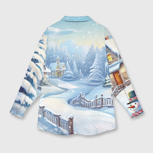 Мужская рубашка oversize 3D с принтом Снежная тропинка, вид сзади #1