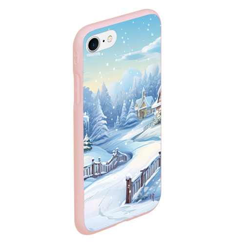 Чехол для iPhone 7/8 матовый с принтом Снежная тропинка, вид сбоку #3