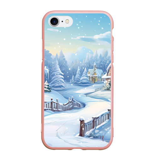 Чехол для iPhone 7/8 матовый с принтом Снежная тропинка, вид спереди #2