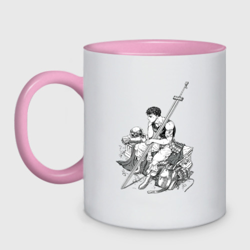 Кружка двухцветная Берсерк манга и аниме, цвет белый + розовый