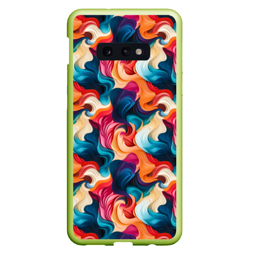 Чехол для Samsung S10E с принтом Паттерн абстрактные разноцветные волны, вид спереди #2