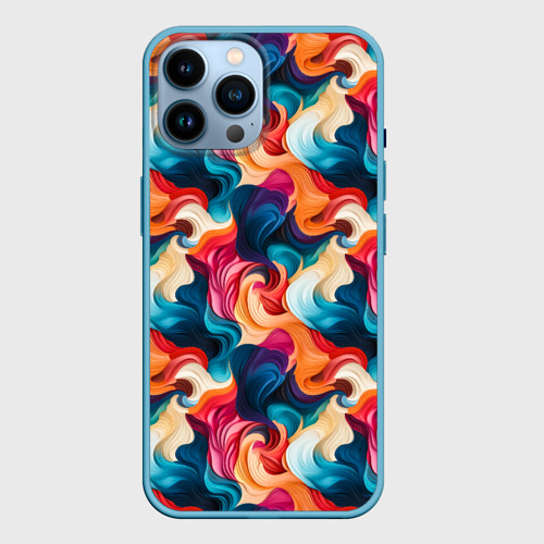 Чехол для iPhone 14 Pro Max с принтом Паттерн абстрактные разноцветные волны, вид спереди #2