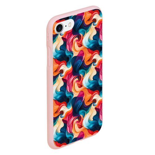 Чехол для iPhone 7/8 матовый с принтом Паттерн абстрактные разноцветные волны, вид сбоку #3