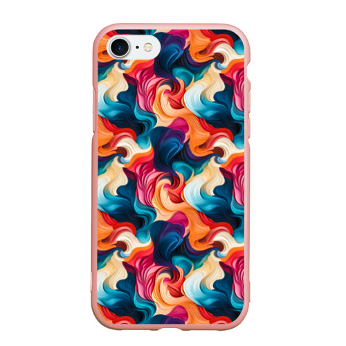 Чехол для iPhone 7/8 матовый с принтом Паттерн абстрактные разноцветные волны, вид спереди #2
