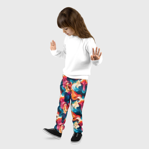 Детские брюки 3D с принтом Паттерн абстрактные разноцветные волны, фото на моделе #1