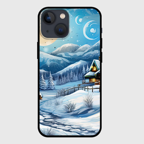 Чехол для iPhone 13 mini с принтом Зима предновогоднее настроение, вид спереди #2