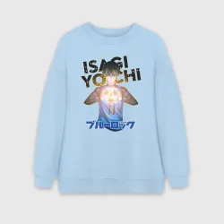 Женский свитшот oversize без начеса хлопок Исаги из аниме синяя тюрьма