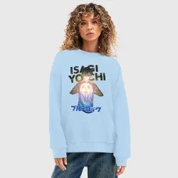 Женский свитшот oversize без начеса хлопок Исаги из аниме синяя тюрьма - фото 2