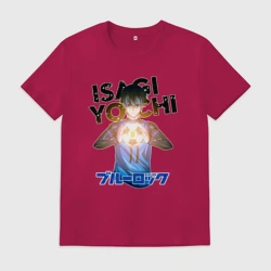 Мужская футболка хлопок Исаги из аниме синяя тюрьма