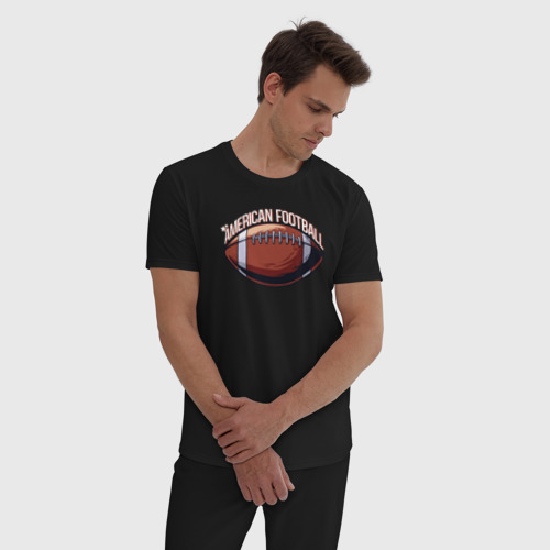 Мужская пижама хлопок American football, цвет черный - фото 3