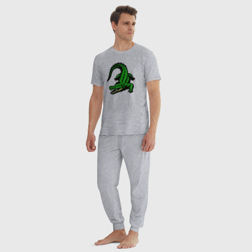 Мужская пижама хлопок Крадущийся крокодил, цвет меланж - фото 5