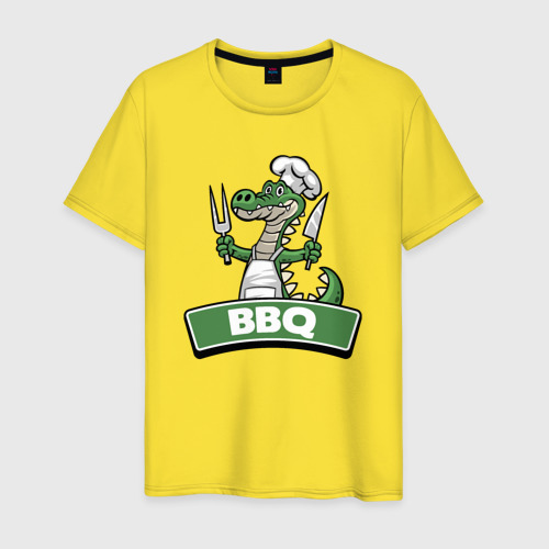 Мужская футболка хлопок Барбекю от крокодила, цвет желтый