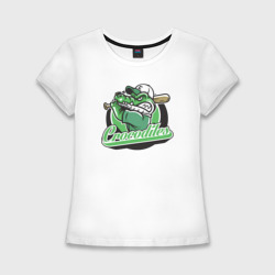 Женская футболка хлопок Slim Крокодил бейсболист