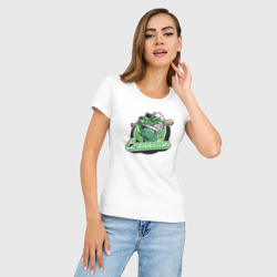 Женская футболка хлопок Slim Крокодил бейсболист - фото 2