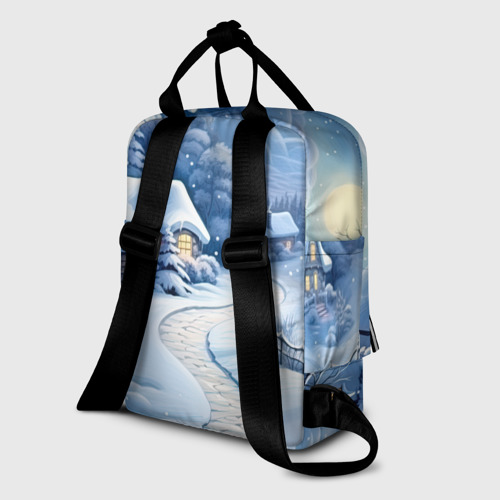 Женский рюкзак 3D с принтом Тропинка в новый год, вид сзади #1