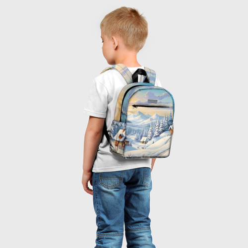 Детский рюкзак 3D с принтом Новогодний светлый день, фото на моделе #1