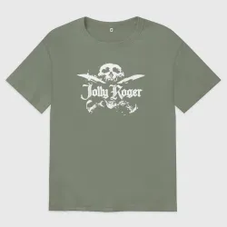 Женская футболка хлопок Oversize Белый пиратский череп