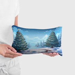 Подушка 3D антистресс Новогодний пейзаж  с елками - фото 2