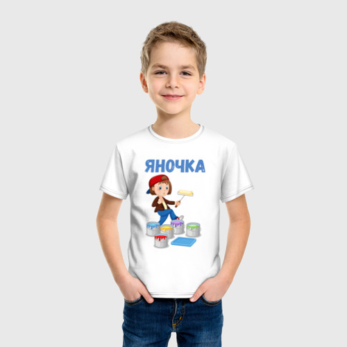 Детская футболка хлопок Яна - девочка художник, цвет белый - фото 3