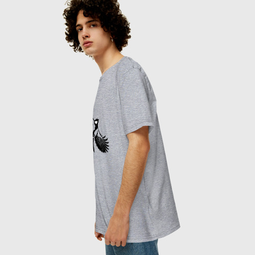 Мужская футболка хлопок Oversize Синица трафарет, цвет меланж - фото 5