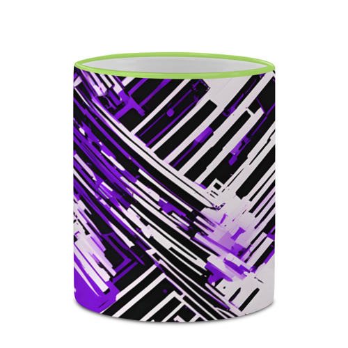 Кружка с полной запечаткой с принтом Киберпанк линии белые и фиолетовые, фото #4